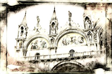 Venedik sanat eskizi çizimi eğlenceli tasarım antika retro