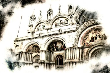 Venedik sanat eskizi çizimi eğlenceli tasarım antika retro