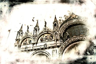 Venedik sanat eskizi çizimi eğlenceli tasarım antika retro