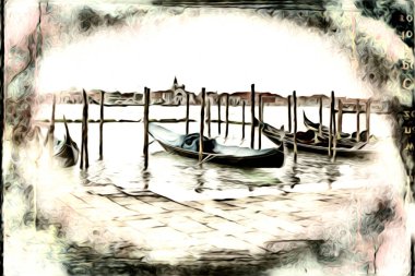 Venedik sanat eskizi çizimi eğlenceli tasarım antika retro