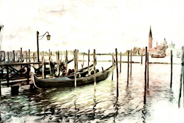 Venedik sanat eskizi çizimi eğlenceli tasarım antika retro