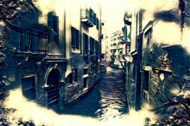 Venedik sanat eskizi çizimi eğlenceli tasarım antika retro