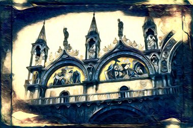 Venedik sanat eskizi çizimi eğlenceli tasarım antika retro