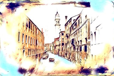 Venedik sanat eskizi çizimi eğlenceli tasarım antika retro