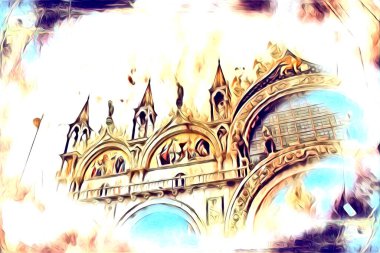 Venedik sanat eskizi çizimi eğlenceli tasarım antika retro