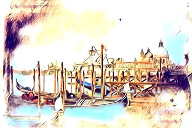 Venedik sanat eskizi çizimi eğlenceli tasarım antika retro