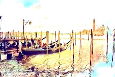 Venedik sanat eskizi çizimi eğlenceli tasarım antika retro