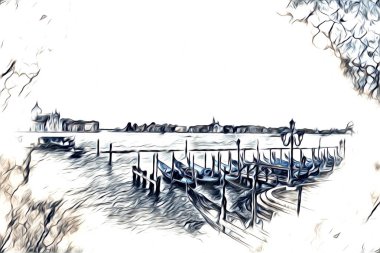 Venedik sanat eskizi çizimi eğlenceli tasarım antika retro