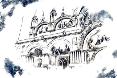 Venedik sanat eskizi çizimi eğlenceli tasarım antika retro