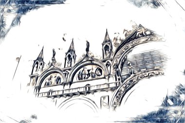 Venedik sanat eskizi çizimi eğlenceli tasarım antika retro