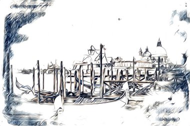 Venedik sanat eskizi çizimi eğlenceli tasarım antika retro