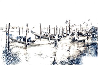 Venedik sanat eskizi çizimi eğlenceli tasarım antika retro