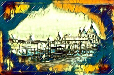 Venedik sanat eskizi çizimi eğlenceli tasarım antika retro