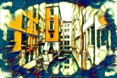 Venedik sanat eskizi çizimi eğlenceli tasarım antika retro