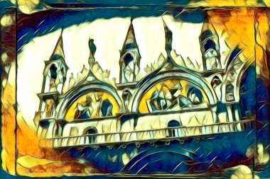 Venedik sanat eskizi çizimi eğlenceli tasarım antika retro