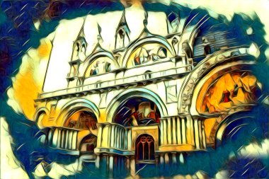 Venedik sanat eskizi çizimi eğlenceli tasarım antika retro