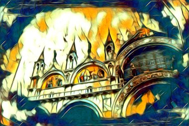 Venedik sanat eskizi çizimi eğlenceli tasarım antika retro