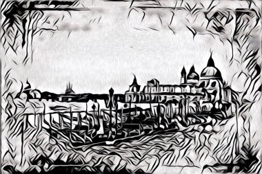 Venedik sanat eskizi çizimi eğlenceli tasarım antika retro