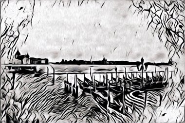 Venedik sanat eskizi çizimi eğlenceli tasarım antika retro