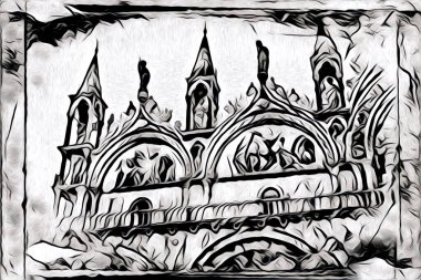 Venedik sanat eskizi çizimi eğlenceli tasarım antika retro