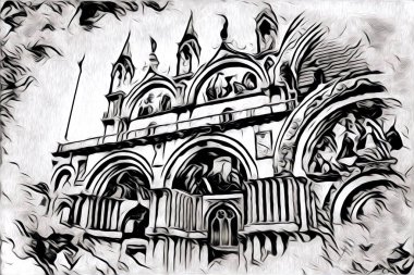 Venedik sanat eskizi çizimi eğlenceli tasarım antika retro