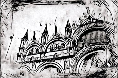 Venedik sanat eskizi çizimi eğlenceli tasarım antika retro