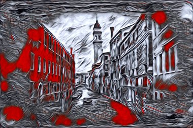 Venedik sanat eskizi çizimi eğlenceli tasarım antika retro