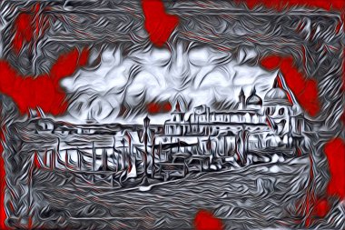 Venedik sanat eskizi çizimi eğlenceli tasarım antika retro