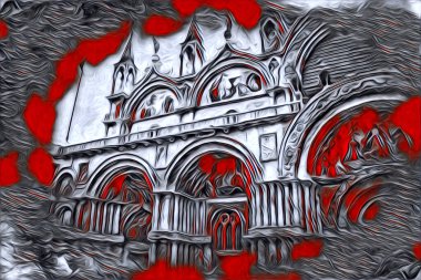 Venedik sanat eskizi çizimi eğlenceli tasarım antika retro