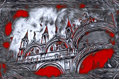 Venedik sanat eskizi çizimi eğlenceli tasarım antika retro