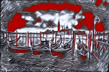 Venedik sanat eskizi çizimi eğlenceli tasarım antika retro