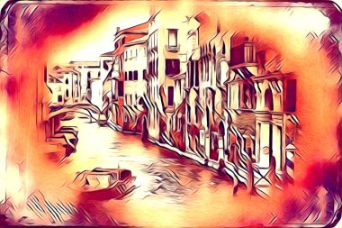 Venedik sanat eskizi çizimi eğlenceli tasarım antika retro