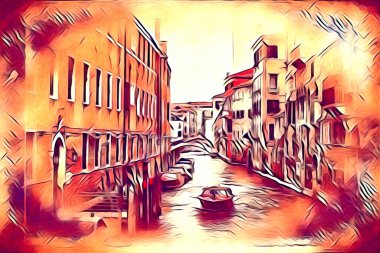 Venedik sanat eskizi çizimi eğlenceli tasarım antika retro