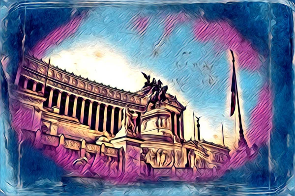 Roma İtalya sanatı eskiz çizimi eğlenceli tasarım antika retro