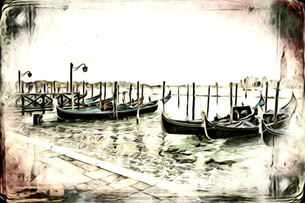 Venedik Sanat Eskizi Çizimi Eğlenceli Tasarım Antika Retro — Stok fotoğraf