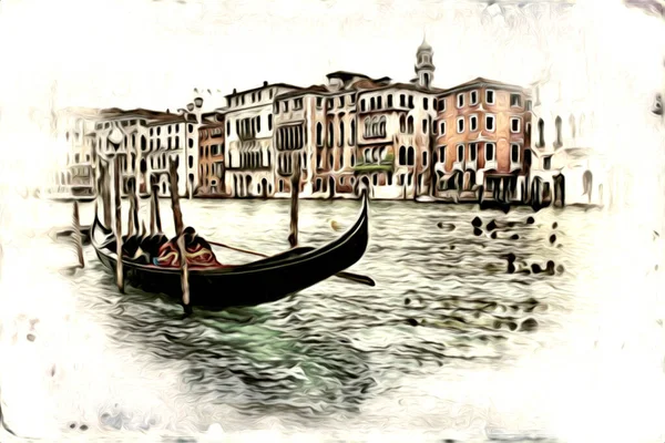 Βενετία Τέχνη Σχέδιο Σκίτσο Εικονογράφηση Διασκεδαστικό Σχεδιασμό Ρετρό Ρετρό — Φωτογραφία Αρχείου