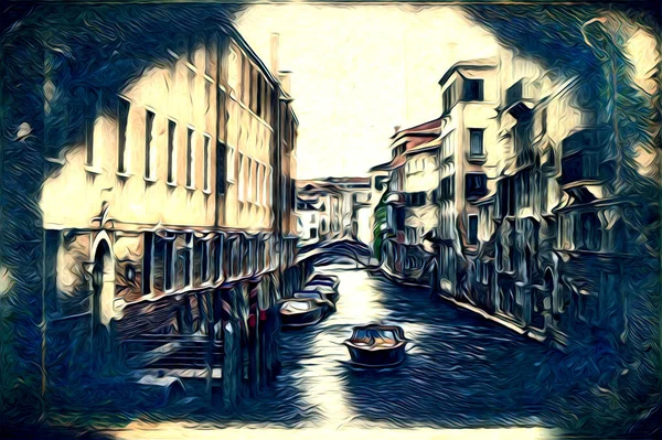 Veneza Arte Desenho Esboço Ilustração Divertido Design Vintage Retro — Fotografia de Stock