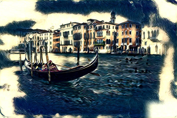 Venecia Arte Dibujo Boceto Ilustración Divertido Diseño Vintage Retro — Foto de Stock