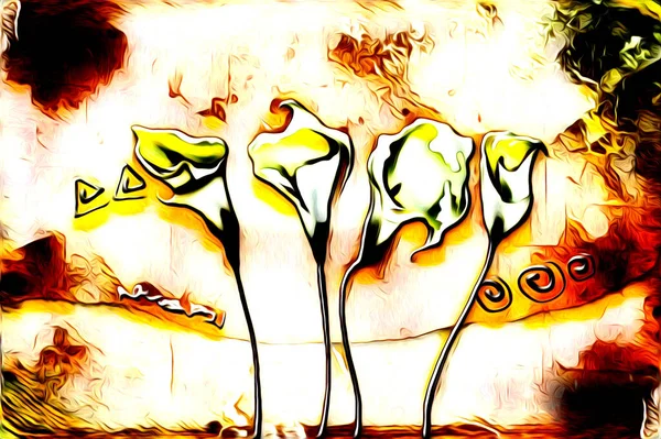 Винтажный Фон Художественной Иллюстрацией Цветочная Живопись — стоковое фото