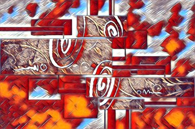 soyut renk tasarımı resim çizimi eskiz retro vintage