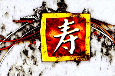 Feng shui sanat porselen tarzı çizim retro resim