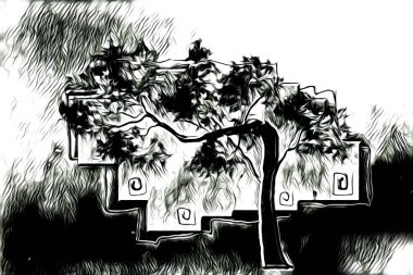 Afrikalı etnik retro vintage çizim çizimi