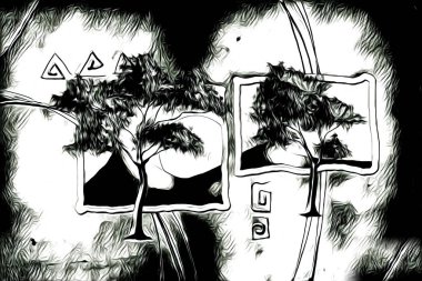 Afrikalı etnik retro vintage çizim çizimi