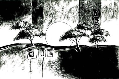 Afrikalı etnik retro vintage çizim çizimi