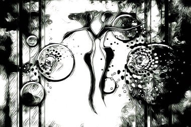 Afrikalı etnik retro vintage çizim çizimi