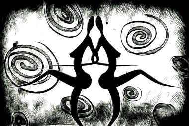 Afrikalı etnik retro vintage çizim çizimi