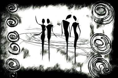 Afrikalı etnik retro vintage çizim çizimi