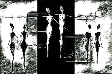 Afrikalı etnik retro vintage çizim çizimi