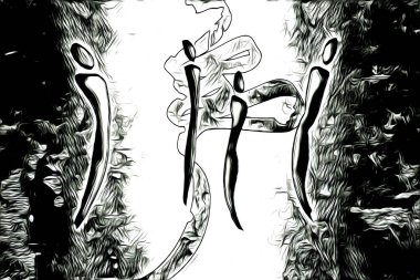 Afrikalı etnik retro vintage çizim çizimi