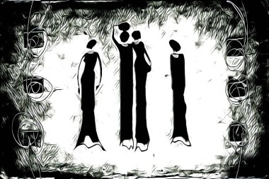 Afrikalı etnik retro vintage çizim çizimi